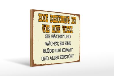 Holzschild Spruch 40x30cm Eine Beziehung wie eine Wiese