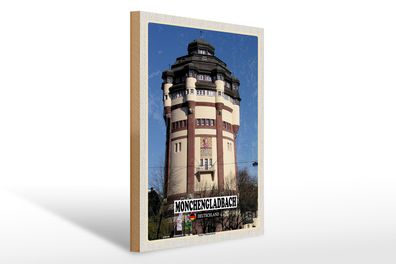 Holzschild Städte Mönchengladbach Neuer Wasserturm 30x40cm