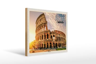 Holzschild Reise Rom Italien Kolosseum Architektur 40x30cm