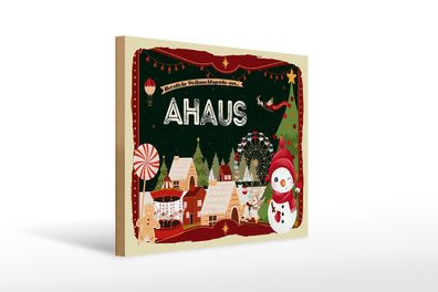 Holzschild Weihnachten Grüße aus AHAUS Schild 40x30cm