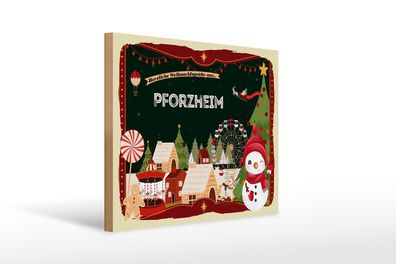 Holzschild Weihnachten Grüße Pforzheim Geschenk 40x30cm