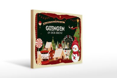 Holzschild Weihnachten Grüße Giengen AN DER BRENZ Geschenk 40x30cm