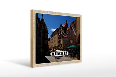 Holzschild Städte München Altstadt Gasthaus 40x30cm Geschenke