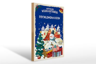 Holzschild Weihnachtsgrüße aus Recklinghausen Geschenk 30x40cm