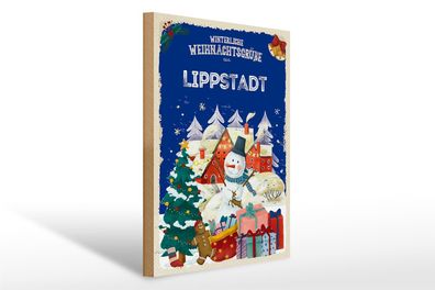 Holzschild Weihnachtsgrüße Lippstadt Geschenk 30x40cm