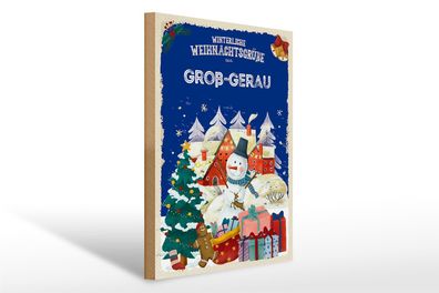 Holzschild Weihnachtsgrüße GROß-GERAU Geschenk 30x40cm