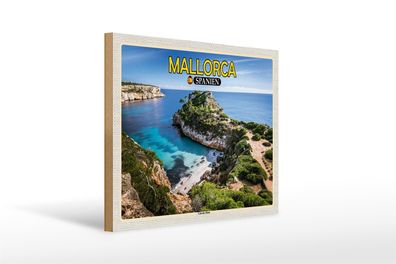 Holzschild Reise 40x30cm Mallorca Spanien Cala des Moro Bucht