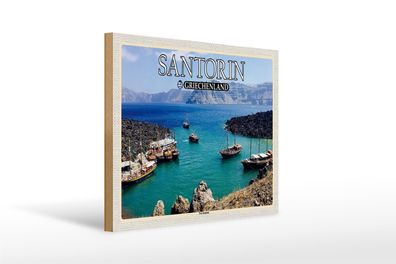 Holzschild Reise 40x30cm Santorin Griechenland Kameni Vulkaninsel