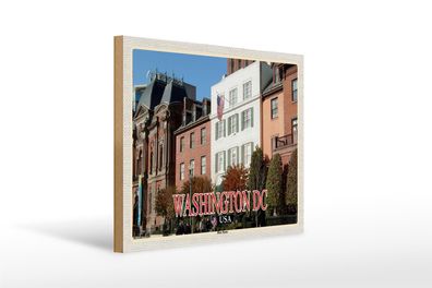 Holzschild Reise 40x30cm Washington DC USA Blair House Gästehaus