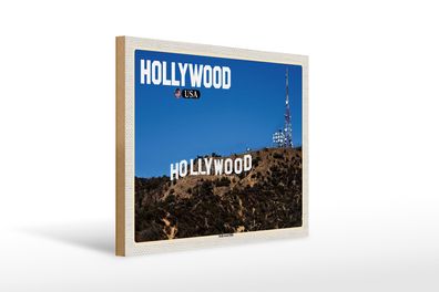 Holzschild Reise 40x30cm Hollywood USA Hollywood Hills