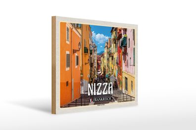 Holzschild Reise 40x30cm Nizza Frankreich Altstadt von Nizza