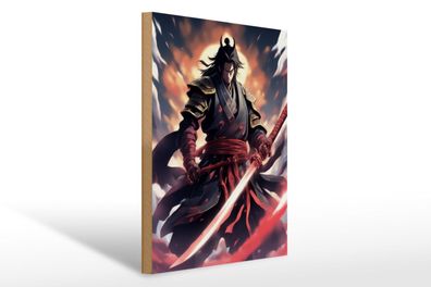 Holzschild 30x40cm Samurai der Windschneide