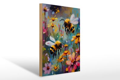 Holzschild 20x30cm Bienen Blumenfeld