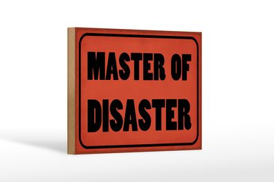 Holzschild Spruch 18x12cm Master of Disaster Geschenk Dekoration