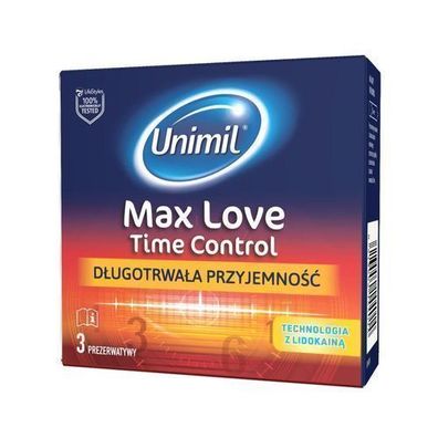 Unimil Max Love Time Control Befeuchtete Latexkondome, 3 Stéck