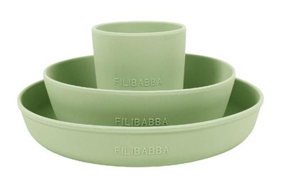 Filibabba Geschirrset Silikon Green