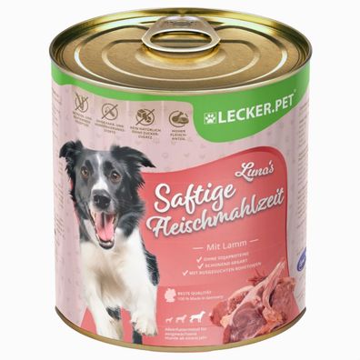 6 - 18 Stk. Lecker. Pet® Luna's Saftige Fleischmahlzeit mit Lamm Hundefutter Nassfut