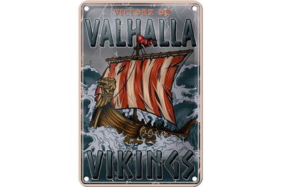 Blechschild Schiff 12x18cm Valhalla Vikings