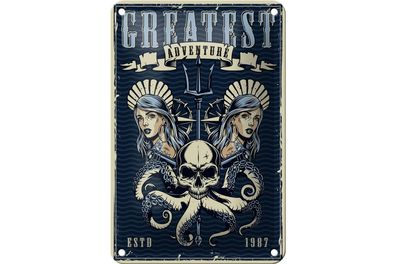 Blechschild Pinup 12x18cm greatest adventure