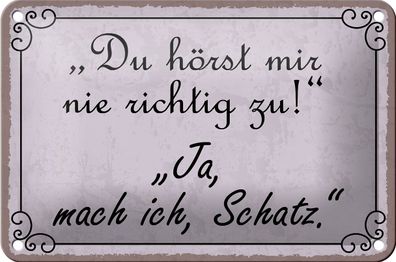 Blechschild Spruch 18x12cm du hörst mir nicht richtig zu