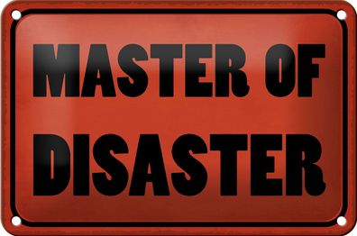 Blechschild Spruch 18x12cm Master of Disaster Geschenk Dekoration