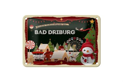 Blechschild Weihnachten Grüße aus BAD Driburg Geschenk Schild 18x12cm