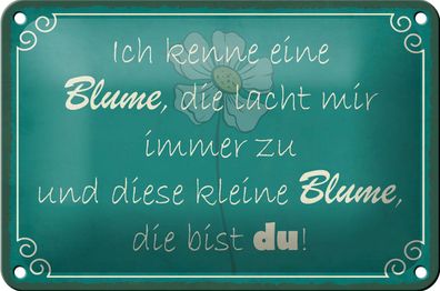 Blechschild Spruch 18x12cm ich kenne eine Blume die bist du