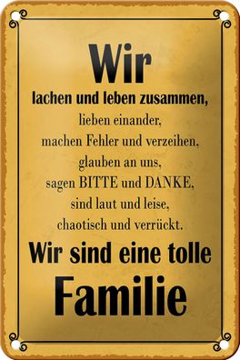 Blechschild Spruch 12x18cm wir sind eine tolle Familie
