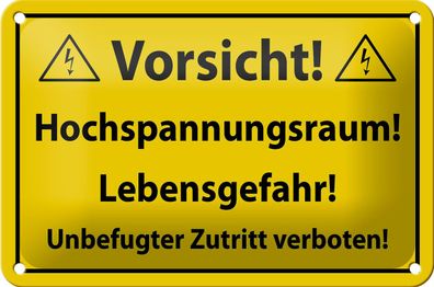 Blechschild Hinweis 18x12cm Vorsicht Hochspannungsraum