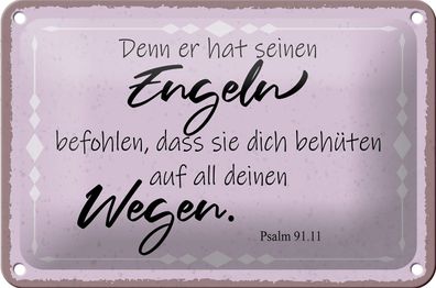 Blechschild Spruch 18x12cm er hat seinen Engeln befohlen