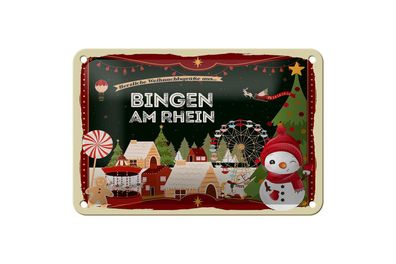 Blechschild Weihnachten Grüße BINGEN AM RHEIN Geschenk Schild 18x12cm