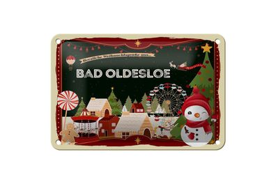 Blechschild Weihnachten Grüße aus BAD Oldesloe Geschenk Schild 18x12cm