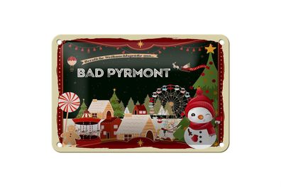 Blechschild Weihnachten Grüße aus BAD Pyrmont Geschenk Schild 18x12cm