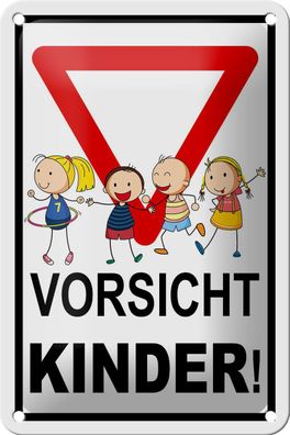 Blechschild Hinweis 18x12cm Vorsicht Kinder