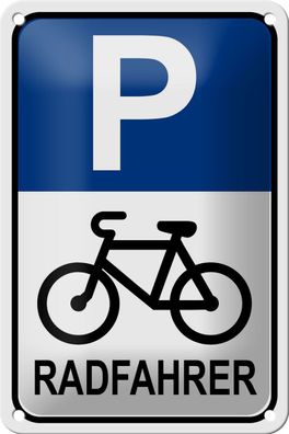 Blechschild Parken 12x18cm Parkplatz Radfahrer