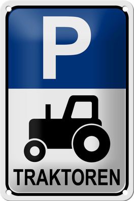 Blechschild Parken 12x18cm Parkplatz Traktor