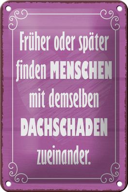 Blechschild Spruch 12x18cm Menschen demselben Dachschaden