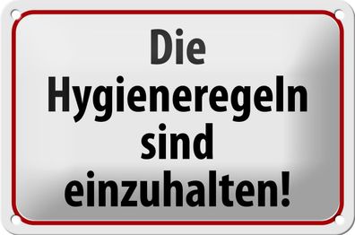 Blechschild Hinweis 18x12cm Hygieneregeln sind einzuhalten