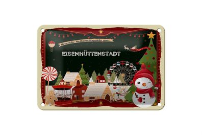 Blechschild Weihnachten Grüße Eisenhüttenstadt Geschenk Schild 18x12cm