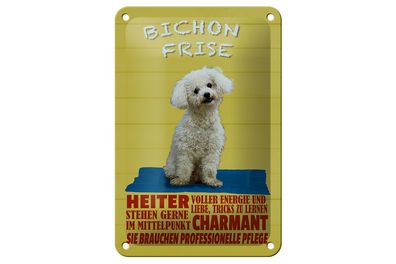 Blechschild Spruch 12x18cm Hund Bichon Frise charmant