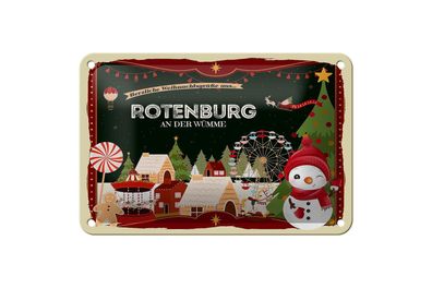 Blechschild Weihnachten Grüße aus Rotenburg AN DER WÜMME Deko 18x12cm