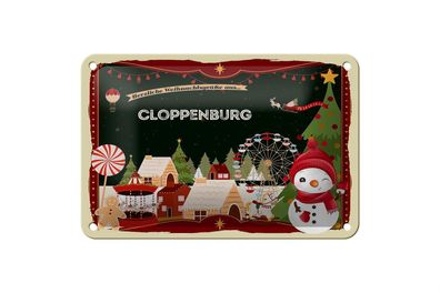 Blechschild Weihnachten Grüße aus Cloppenburg Geschenk Schild 18x12cm