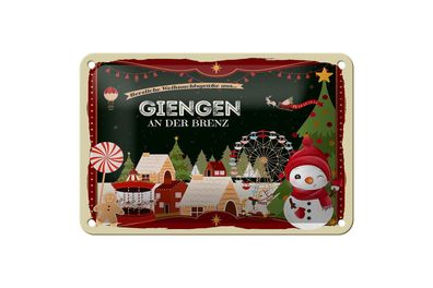 Blechschild Weihnachten Grüße Giengen AN DER BRENZ Geschenk 18x12cm