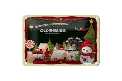 Blechschild Weihnachten Grüße aus Oldenburg IN Oldenburg Deko 18x12cm