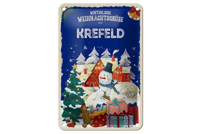 Blechschild Weihnachtsgrüße aus Krefeld Geschenk Dekoration 12x18cm