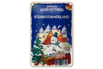 Blechschild Weihnachtsgrüße aus Südbrookmerland Dekoration 12x18cm