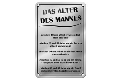 Blechschild Spruch 12x18cm das Alter des Mannes