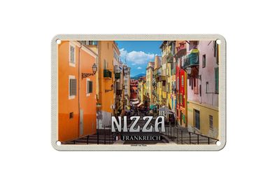 Blechschild Reise 18x12cm Nizza Frankreich Altstadt von Nizza Schild