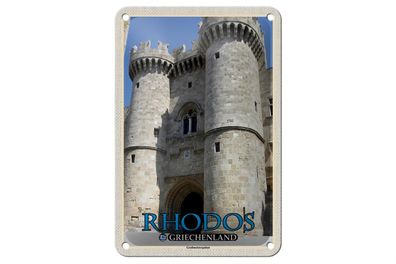 Blechschild Reise 12x18cm Rhodos Griechenland Großmeisterpalast Deko