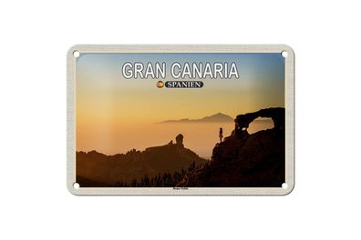 Blechschild Reise 18x12cm Gran Canaria Spanien Roque Nublo Berg Deko